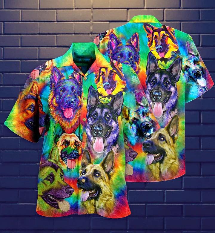 German Shepherd Aloha Hawaii Shirt - German Shepherd Dogs Love Summer Colorful Hawaiian Shirt For Summer - Perfect Gift For Dog Lovers, Friend, Family - Amzanimalsgift