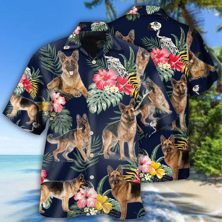 German Shepherd Aloha Hawaii Shirt - Tropical Floral Lover Hawaiian Shirt For Summer - Perfect Gift For Dog Lovers, Friend, Family - Amzanimalsgift