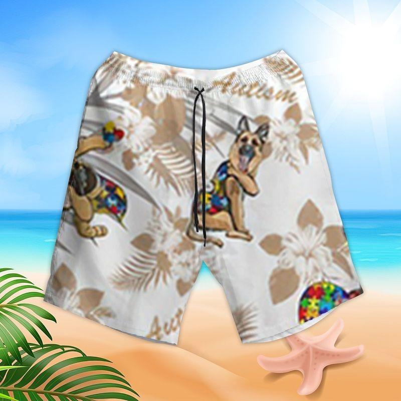 German Shepherd Aloha Hawaiian Shirt - Autism Puzzle Hawaiian Shirt, Funny German Shepherd Hawaiian Shirt For Men & Women, German Shepherd Lover - Amzanimalsgift