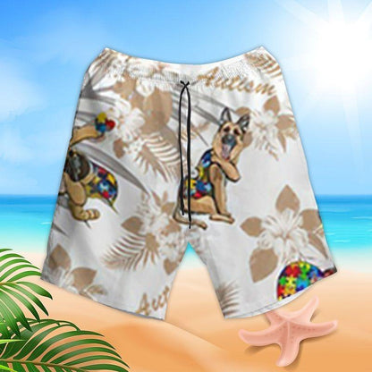 German Shepherd Aloha Hawaiian Shirt - Autism Puzzle Hawaiian Shirt, Funny German Shepherd Hawaiian Shirt For Men & Women, German Shepherd Lover - Amzanimalsgift