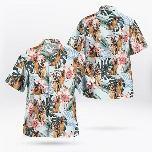 German Shepherd Aloha Hawaiian Shirt, German Shepherd Tropical Pattern Hawaiian Shirt, Aloha Shirt - Perfect Gift For Men, Women, Dog Lover, Friend - Amzanimalsgift
