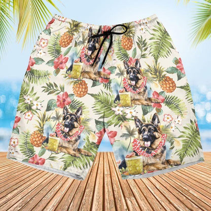 German Shepherd Aloha Hawaiian Shirt - Tropical Leaves Hawaiian Shirt, German Shepherd And Pineapple Hawaiian Shirt For Men & Women, Dog Lover - Amzanimalsgift