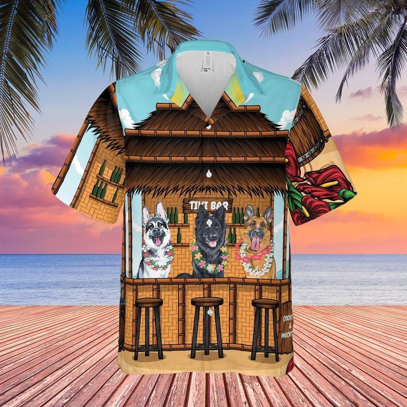 German Shepherd Aloha Hawaiian Shirt - Tropical Leaves House Hawaiian Shirt, Tiki Bar Holiday Beach Hawaiian Shirt For Men & Women, Dog Lover - Amzanimalsgift
