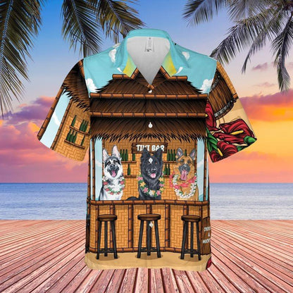 German Shepherd Aloha Hawaiian Shirt - Tropical Leaves House Hawaiian Shirt, Tiki Bar Holiday Beach Hawaiian Shirt For Men & Women, Dog Lover - Amzanimalsgift