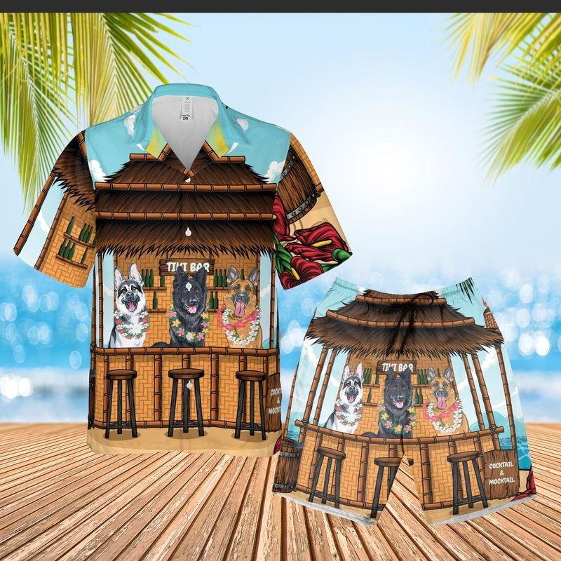 German Shepherd Aloha Hawaiian Shirt - Tropical Leaves House Hawaiian Shirt, Tiki Bar Holiday Beach Hawaiian Shirt For Men & Women, Dog Lover - Amzanimalsgift