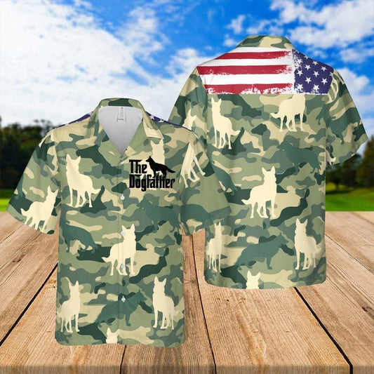 German Shepherd Aloha Hawaiian Shirt - US Flag Hawaiian Shirt, German Shepherd Dogfather Camo Hawaiian Shirt - Perfect Gift For Men & Women, Dog Lover - Amzanimalsgift