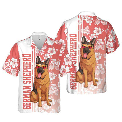 German Shepherd Aloha Hawaiian Shirts For Summer, Hibiscus Flower Hawaiian Set Holiday Outfits For Men Women, Gift For Dog Lovers, Dog Mom Dad, Friend - Amzanimalsgift