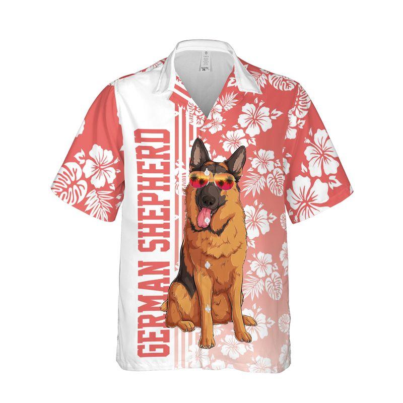 German Shepherd Aloha Hawaiian Shirts For Summer, Hibiscus Flower Hawaiian Set Holiday Outfits For Men Women, Gift For Dog Lovers, Dog Mom Dad, Friend - Amzanimalsgift