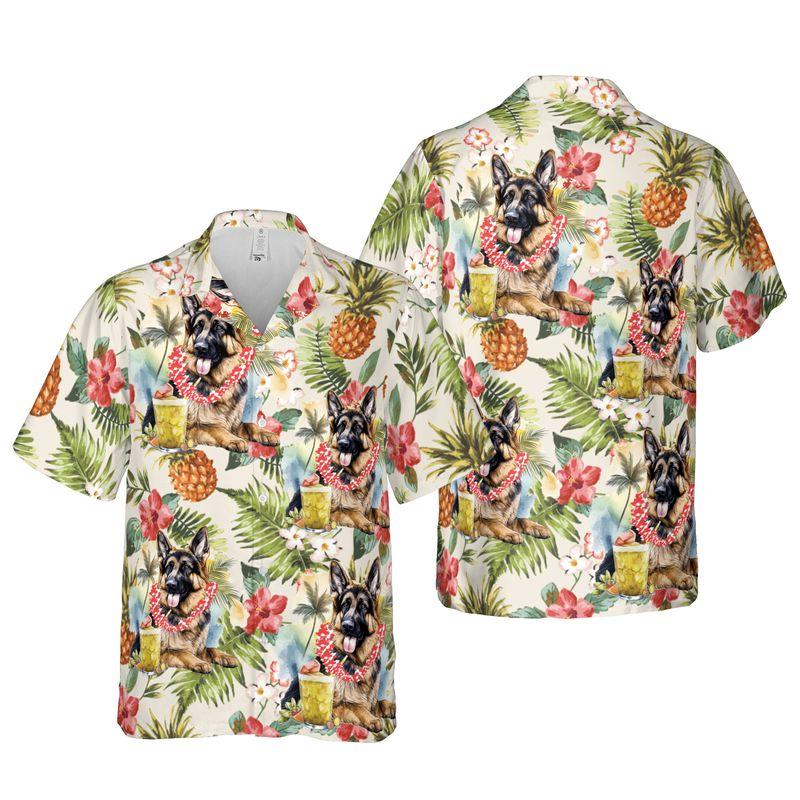 German Shepherd Aloha Hawaiian Shirts For Summer, Tropical Hawaiian Shirt For Men Women Outfit, Beachwear Gift For Dog Lovers, Friend, Dog Mom Dad - Amzanimalsgift