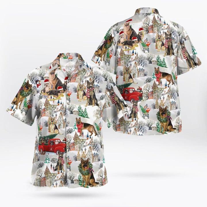 German Shepherd Christmas Hawaii Shirt - Dog Hawaii Shirt - Perfect Gift For Dog Lovers, Friend, Family - Amzanimalsgift