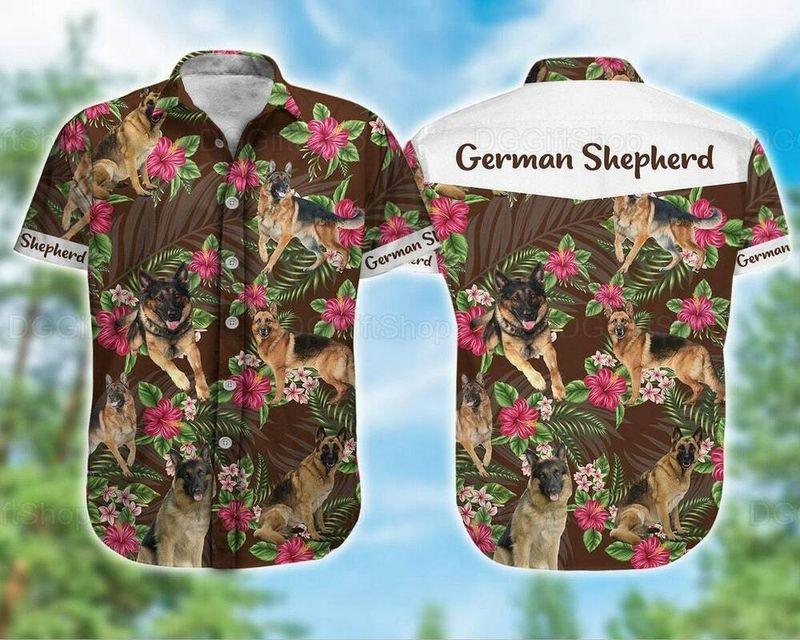 German Shepherd Dog Aloha Hawaiian Shirt - German Shepherd Pet Hawaiian Shirt, Hibiscus Tropical Hawaiian Shirt For Men & Women, Dog Lover - Amzanimalsgift