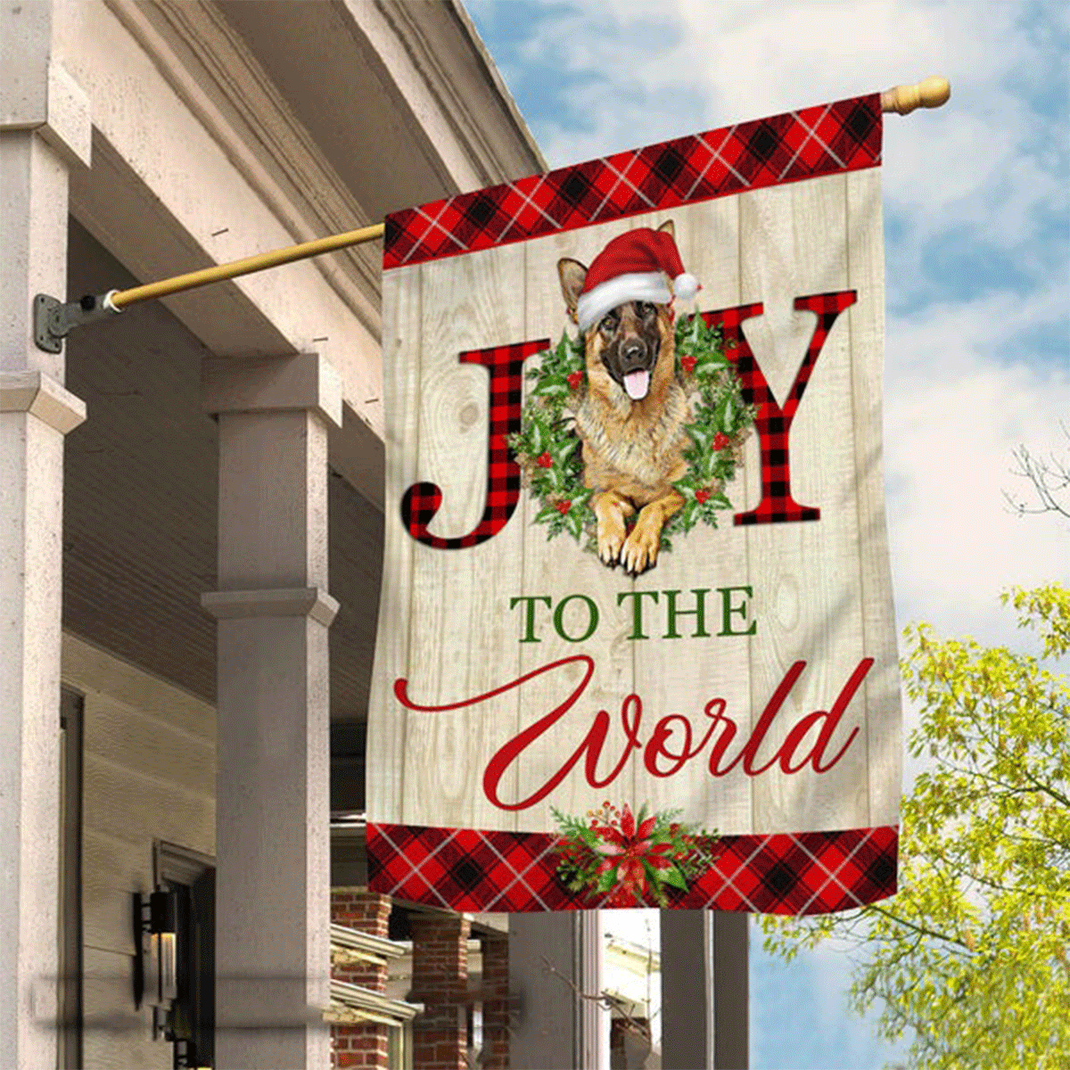 German Shepherd Flag - German Shepherd On Christmas, Joy To The World Flag - Perfect Gift For Dog Lover, Friend, Family, Christmas - Amzanimalsgift