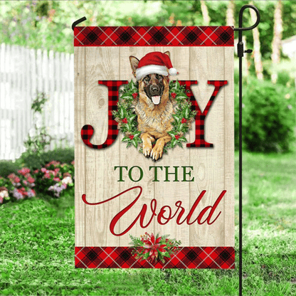 German Shepherd Flag - German Shepherd On Christmas, Joy To The World Flag - Perfect Gift For Dog Lover, Friend, Family, Christmas - Amzanimalsgift