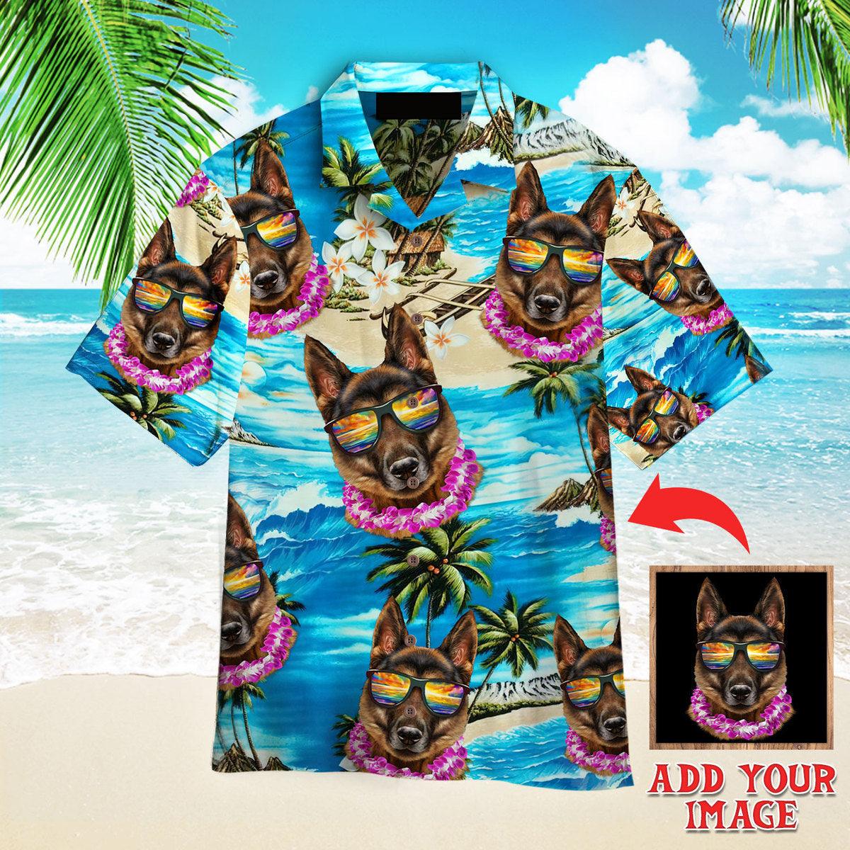 German Shepherd Hawaiian Shirt Custom Photo, Dog Personalized Hawaiian Shirt - Perfect Gift For Dog Lovers, Family, Friends - Amzanimalsgift