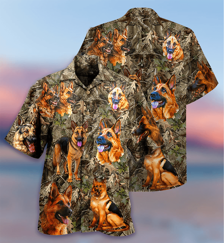 German Shepherd Hawaiian Shirt, Dog Hunting Aloha Hawaiian Shirt For Summer, Gift For Men Women, Dog Lover, Friends - Amzanimalsgift