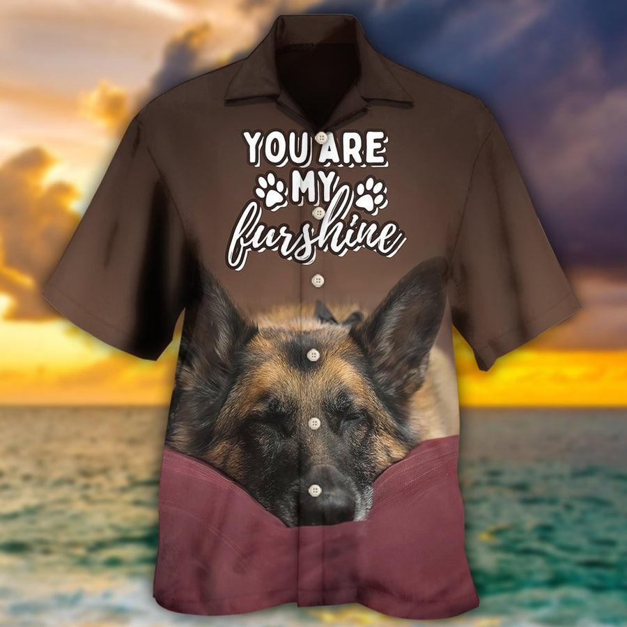German Shepherd Hawaiian Shirt, Dog Sleepy Aloha Hawaiian Shirt For Summer, Dog You Are My Furshine Aloha Shirt, Gift For Men Women, Dog Lover, Friends - Amzanimalsgift