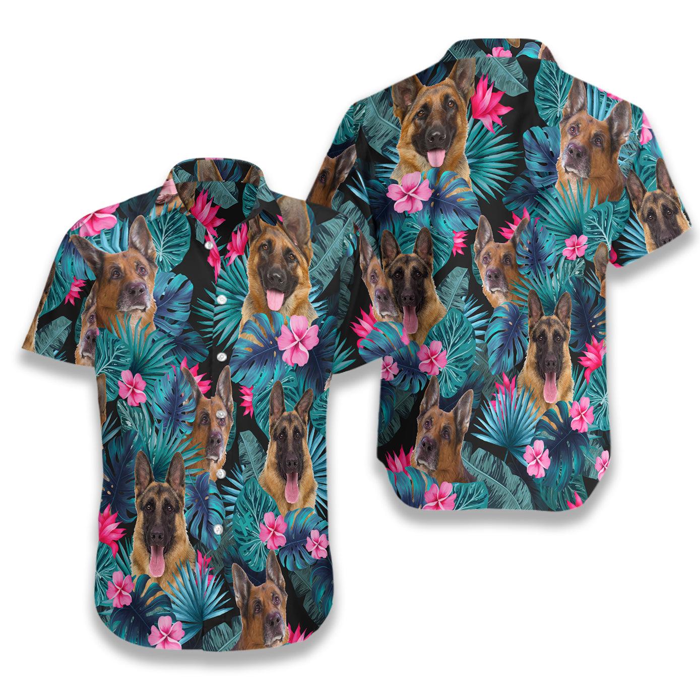 German Shepherd Hawaiian Shirt, Tropical Colorful Summer Aloha Shirt For Men Women, Perfect Gift For Friend, Family, Dog Lovers, Dog Mom Dad - Amzanimalsgift
