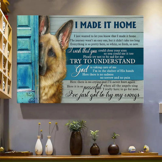 German Shepherd Landscape Canvas- German shepherd, Behind the door- Gift for dog lover- I made it home - Dog Landscape Canvas Prints, Wall Art - Amzanimalsgift