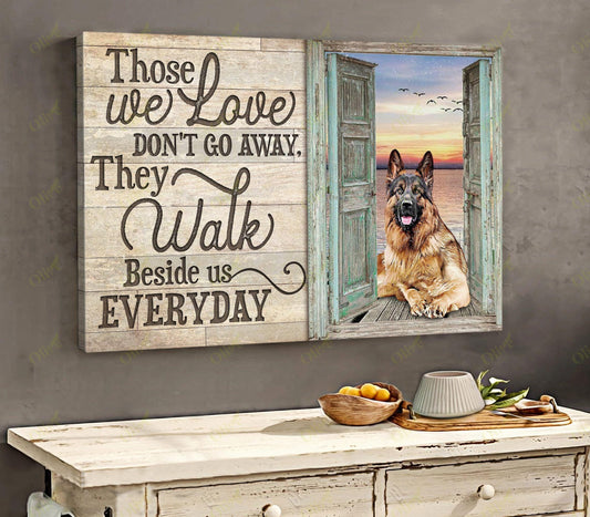 German Shepherd Landscape Canvas, Those We Love Don't Go Away Canvas Wall Decor Visual Art - Perfect Gift For German Shepherd Owner - Amzanimalsgift