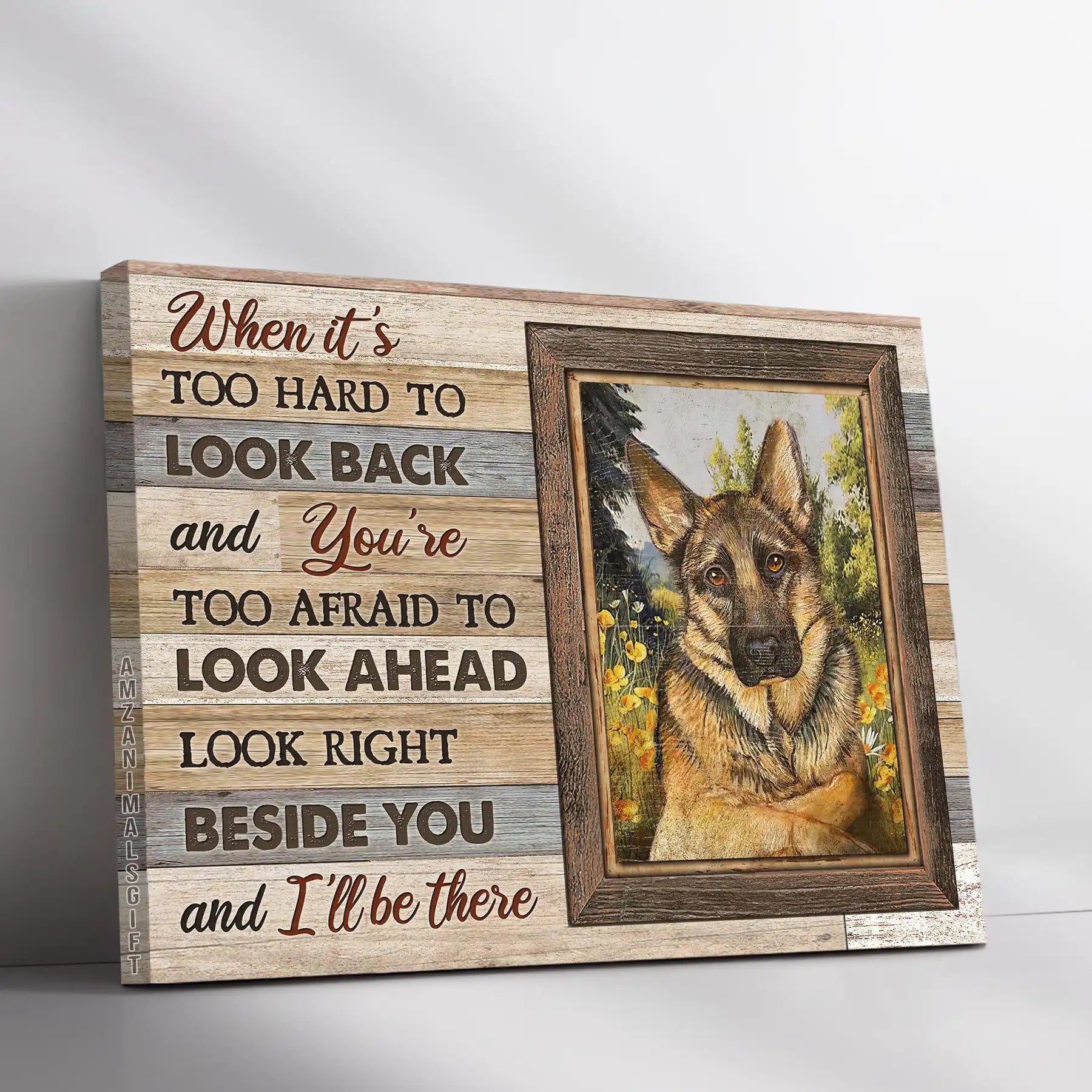 German Shepherd Memorial Landscape Canvas, Premium Wrapped Canvas Gift For Dog Lovers, Dog Drawing - I'll Be There