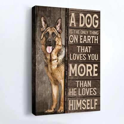 German Shepherd Portrait Canvas - German Shepherd Drawing, A Dog Loves You More Than He Loves Himself - Gift For German Shepherd Lovers, Dog Lovers - Amzanimalsgift