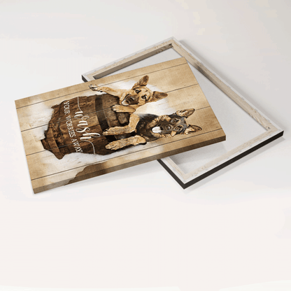 German Shepherd Portrait Canvas- German Shepherd painting- Gift for dog lover- Wash your worries away - Dog Portrait Canvas Prints, Wall Art - Amzanimalsgift