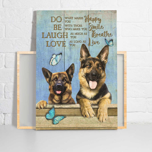 German Shepherd Portrait Canvas, Happy Smile Breathe Canvas, Wall Decor Visual Art - Perfect Gift For German Shepherd Owner, Dog Lovers - Amzanimalsgift