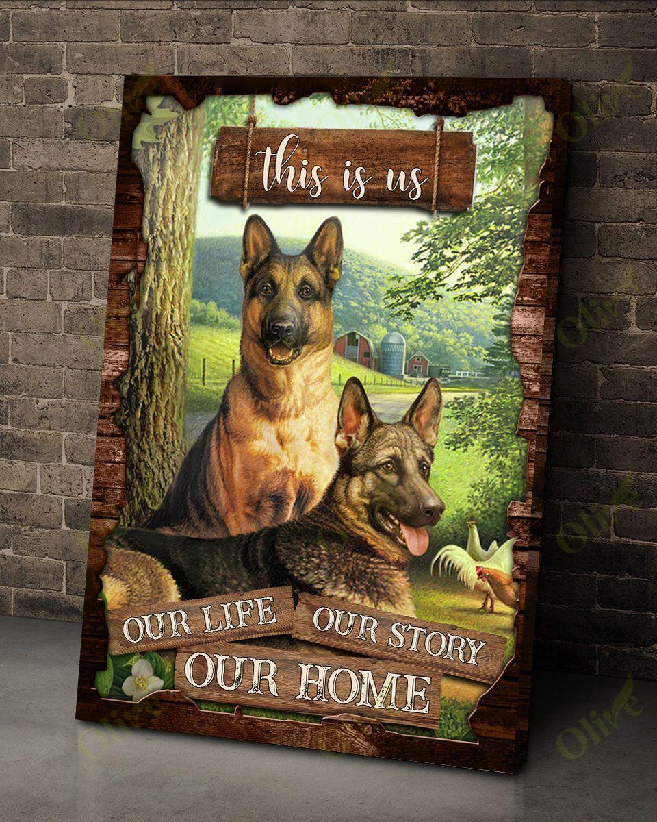 German Shepherd Portrait Canvas - This Is Us Out Life, Our Story, Our Home Premium Wrapped Canvas - Perfect Gift For German Shepherd Lover, Dog Lover - Amzanimalsgift