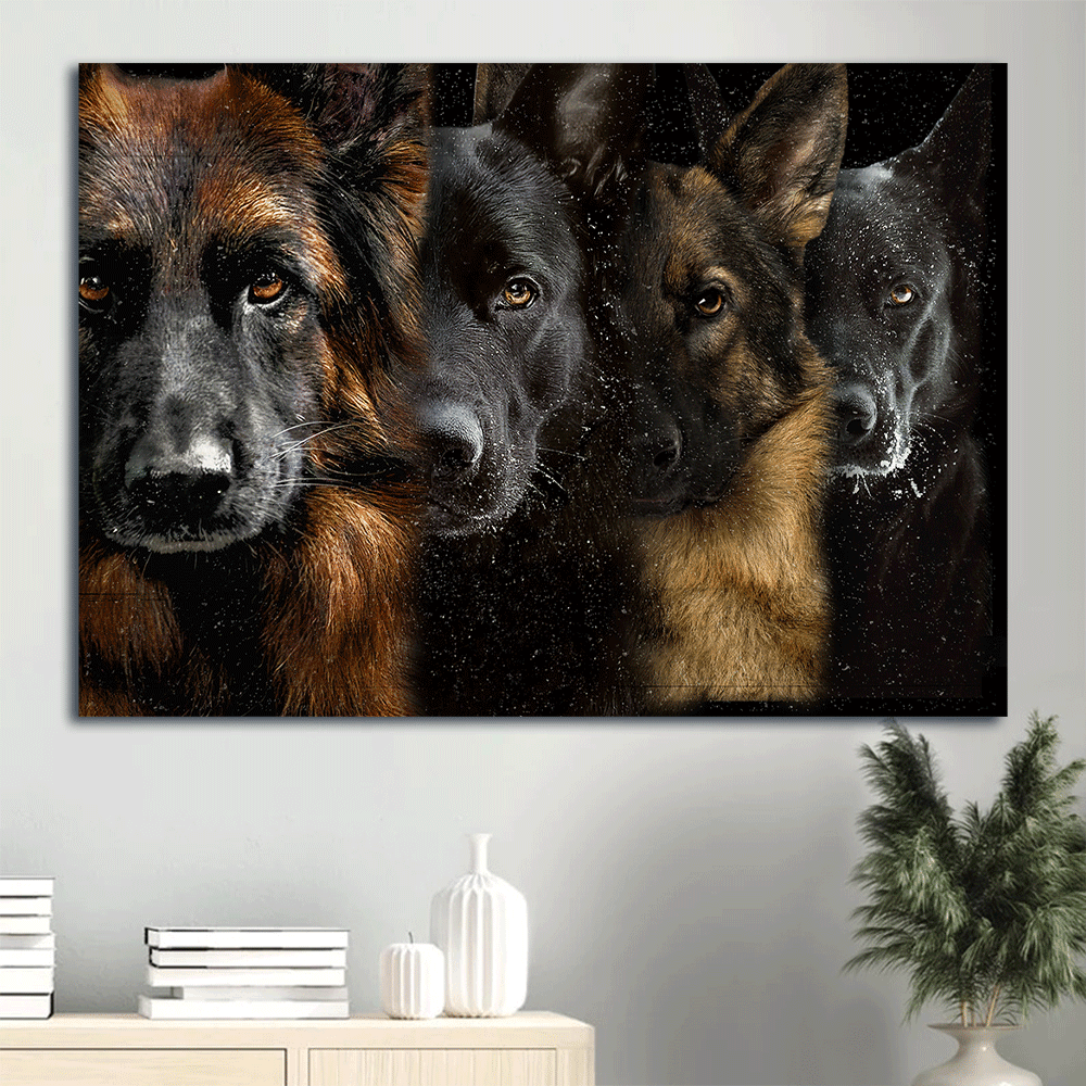 German Shepherd Premium Wrapped Landscape Canvas - Awesome German Shepherd family- Gift For German Shepherd Lovers - Dog Landscape Canvas - Amzanimalsgift
