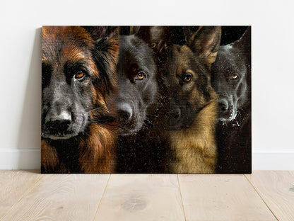 German Shepherd Premium Wrapped Landscape Canvas - Awesome German Shepherd family- Gift For German Shepherd Lovers - Dog Landscape Canvas - Amzanimalsgift