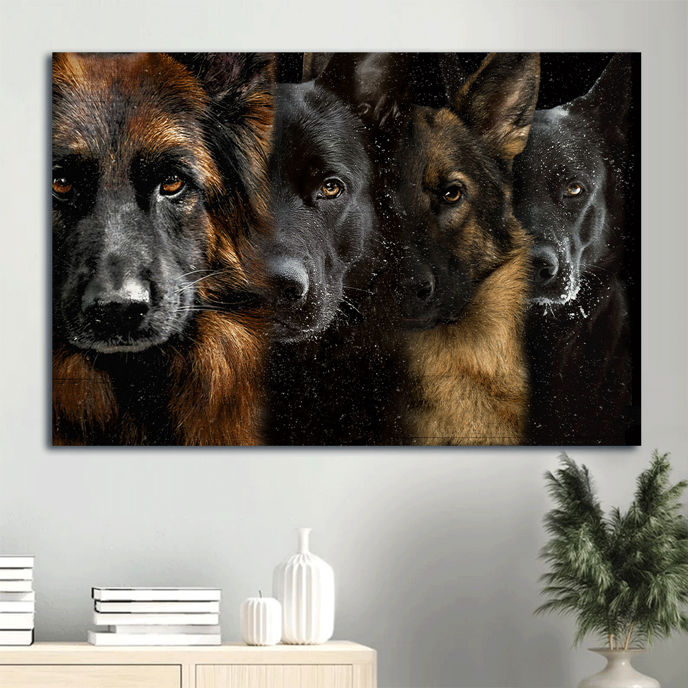 German Shepherd Premium Wrapped Landscape Canvas - Awesome German Shepherd family - Perfect Gifts For German Shepherd Lovers, Dog Lovers - Amzanimalsgift