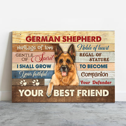 German Shepherd Premium Wrapped Landscape Canvas - Colorful Wooden Background, I Shall Grow Your Faithful - Gift for German Shepherd Lovers - Amzanimalsgift