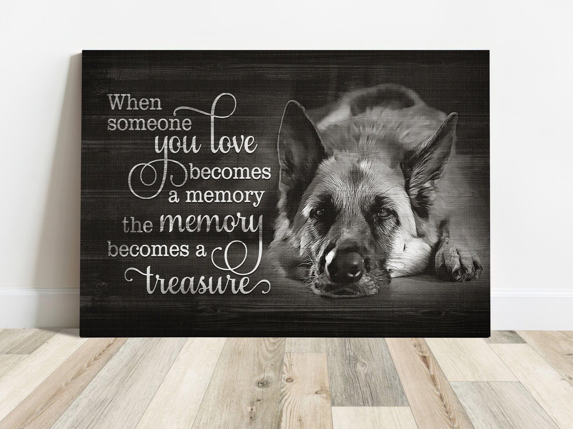 German Shepherd Premium Wrapped Landscape Canvas - Dog Face, Someone You Love Becomes A Memory - Memorial Gift For German Shepherd Lovers - Amzanimalsgift