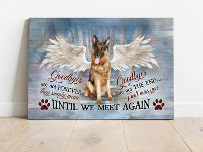 German Shepherd Premium Wrapped Landscape Canvas - German Shepherd, Angel Wing, Goodbyes Are Not Forever - Memorial Gift For German Shepherd Lovers - Amzanimalsgift