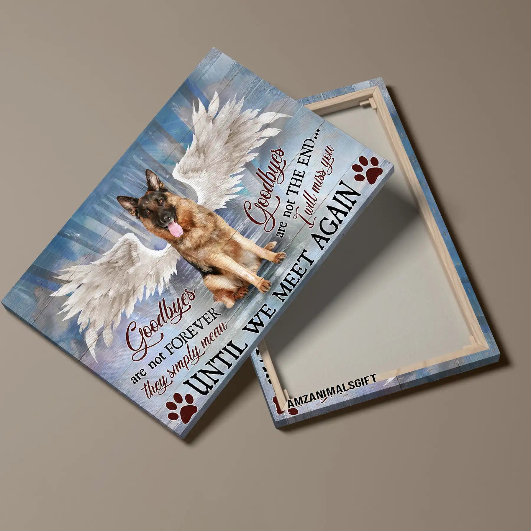 German Shepherd Premium Wrapped Landscape Canvas - German Shepherd, Angel Wing, Goodbyes Are Not Forever - Memorial Gift For German Shepherd Lovers - Amzanimalsgift