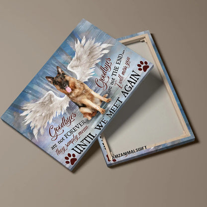 German Shepherd Premium Wrapped Landscape Canvas - German Shepherd, Angel Wing, Goodbyes Are Not Forever - Memorial Gift For German Shepherd Lovers - Amzanimalsgift