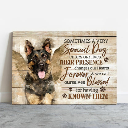 German Shepherd Premium Wrapped Landscape Canvas - German Shepherd, Beautiful Wings, Sometimes A Very Special Dog Enter Our Life - Gift For Dog Lovers - Amzanimalsgift