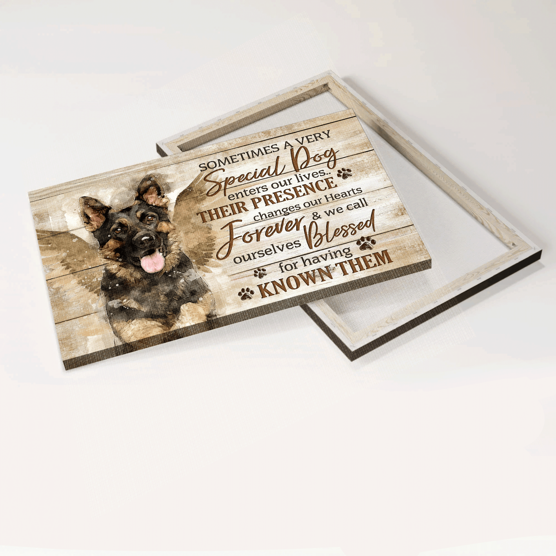 German Shepherd Premium Wrapped Landscape Canvas - German Shepherd, Beautiful Wings, Sometimes A Very Special Dog Enter Our Life - Gift For Dog Lovers - Amzanimalsgift