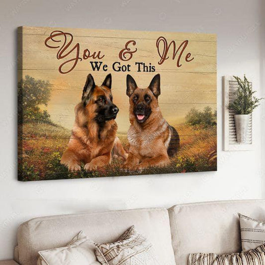 German Shepherd Premium Wrapped Landscape Canvas - German shepherd Dogs, Meadow Land, Countryside, You And Me - Gift For German Shepherd Lovers - Amzanimalsgift