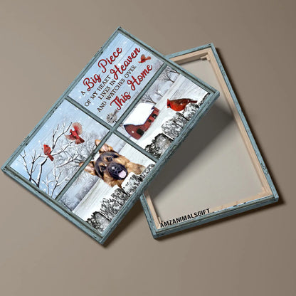 German Shepherd Premium Wrapped Landscape Canvas - German Shepherd, Winter Village, Cardinal, A Big Piece Of My Heart - Memorial Gift For Dog Lovers - Amzanimalsgift