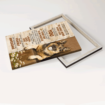 German Shepherd Premium Wrapped Portrait Canvas - German Shepherd, Daisy Painting, Believe In Yourself - Gift For German Shepherd Lover, Dog Lovers - Amzanimalsgift