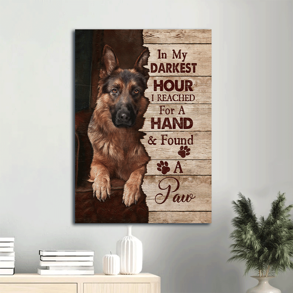 German Shepherd Premium Wrapped Portrait Canvas - German Shepherd Dog Drawing, In My Darkest Hour - Gift For German shepherd Lovers - Amzanimalsgift