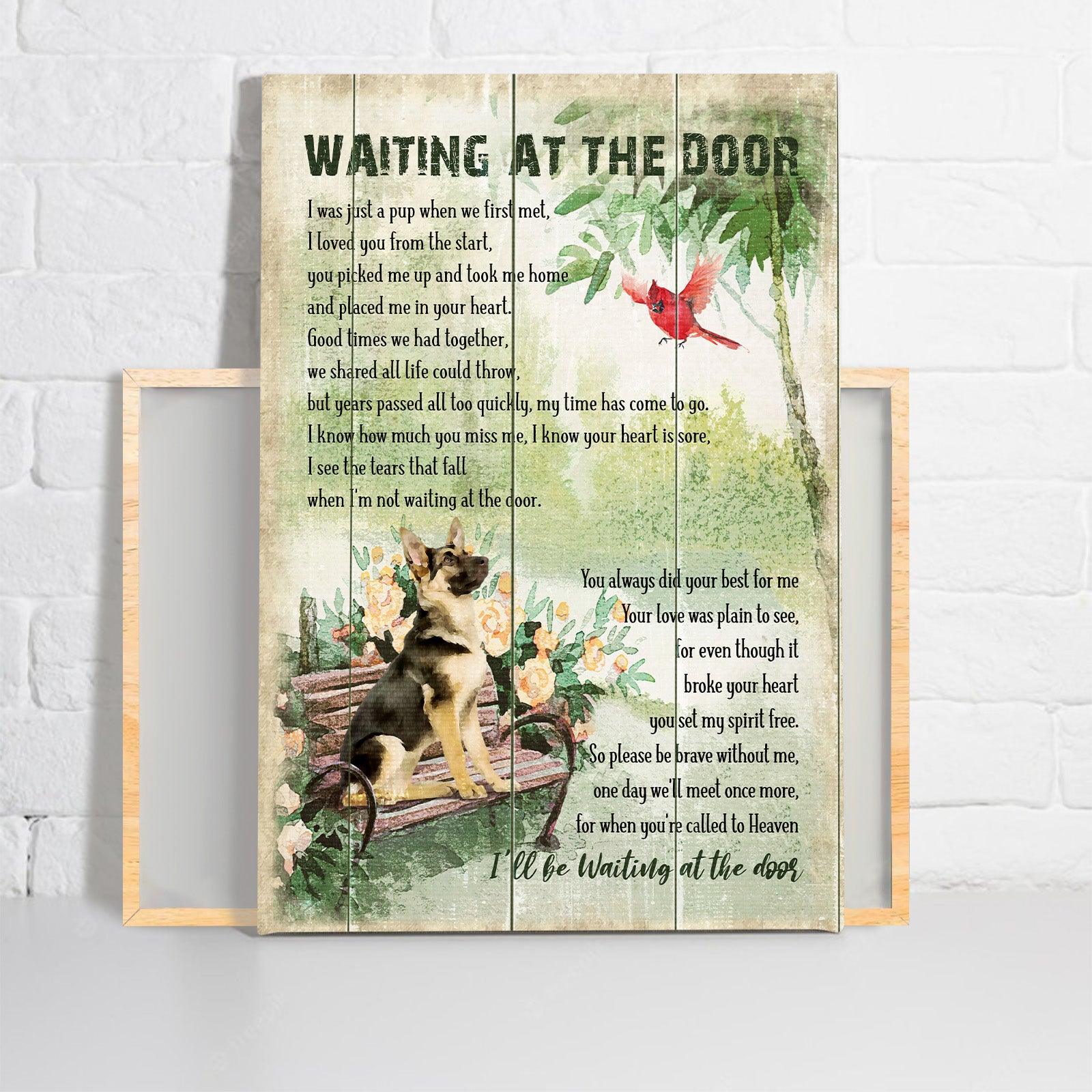 German Shepherd Premium Wrapped Portrait Canvas - German Shepherd, Park, Cardinal, Waiting At The Door For You - Gift For German Shepherd Lovers - Amzanimalsgift