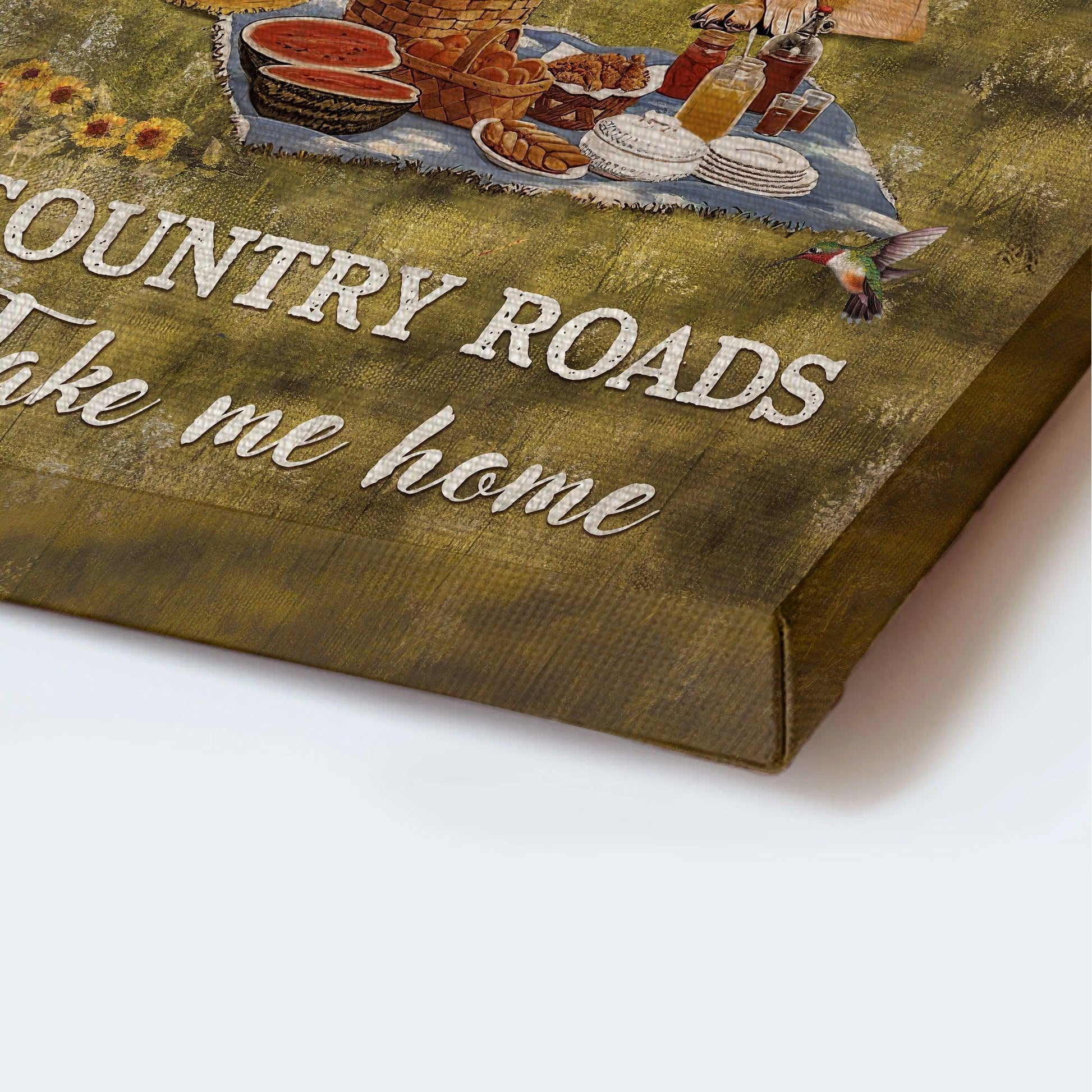 German Shepherd Premium Wrapped Portrait Canvas - Picnic Painting, Red Ladybug Car, Country Roads Take Me Home - Gift For German Shepherd Lovers - Amzanimalsgift