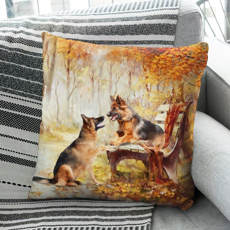 German Shepherd Throw Pillow - Autumn, On A Date Pillow - Perfect Gift For German Shepherd Lovers, Friend, Family - Amzanimalsgift