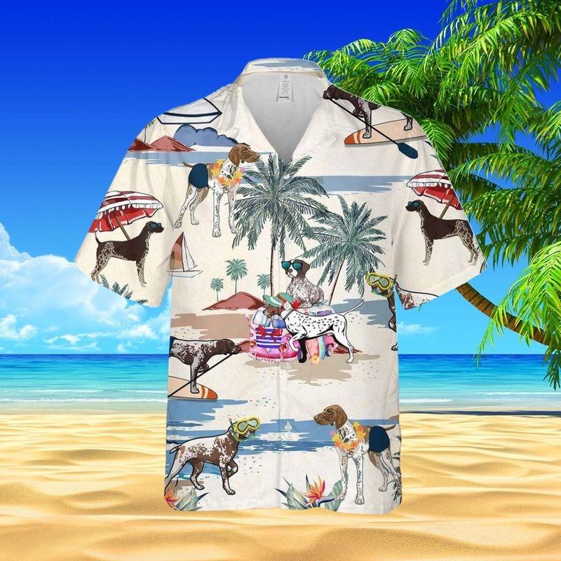 German Shorthaired Pointer Aloha Hawaiian Shirt - German Shorthaired In Beach Hawaiian Shirt, Tropical Leaves Hawaiian Shirt For Men & Women,Dog Lover - Amzanimalsgift