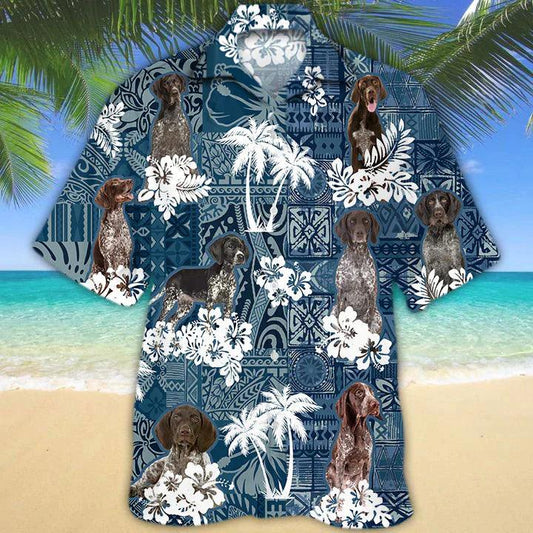 German Shorthaired Pointer Hawaiian Shirt - Palm Tree Hawaiian Shirt - Perfect Gift For Friend, Family - Amzanimalsgift