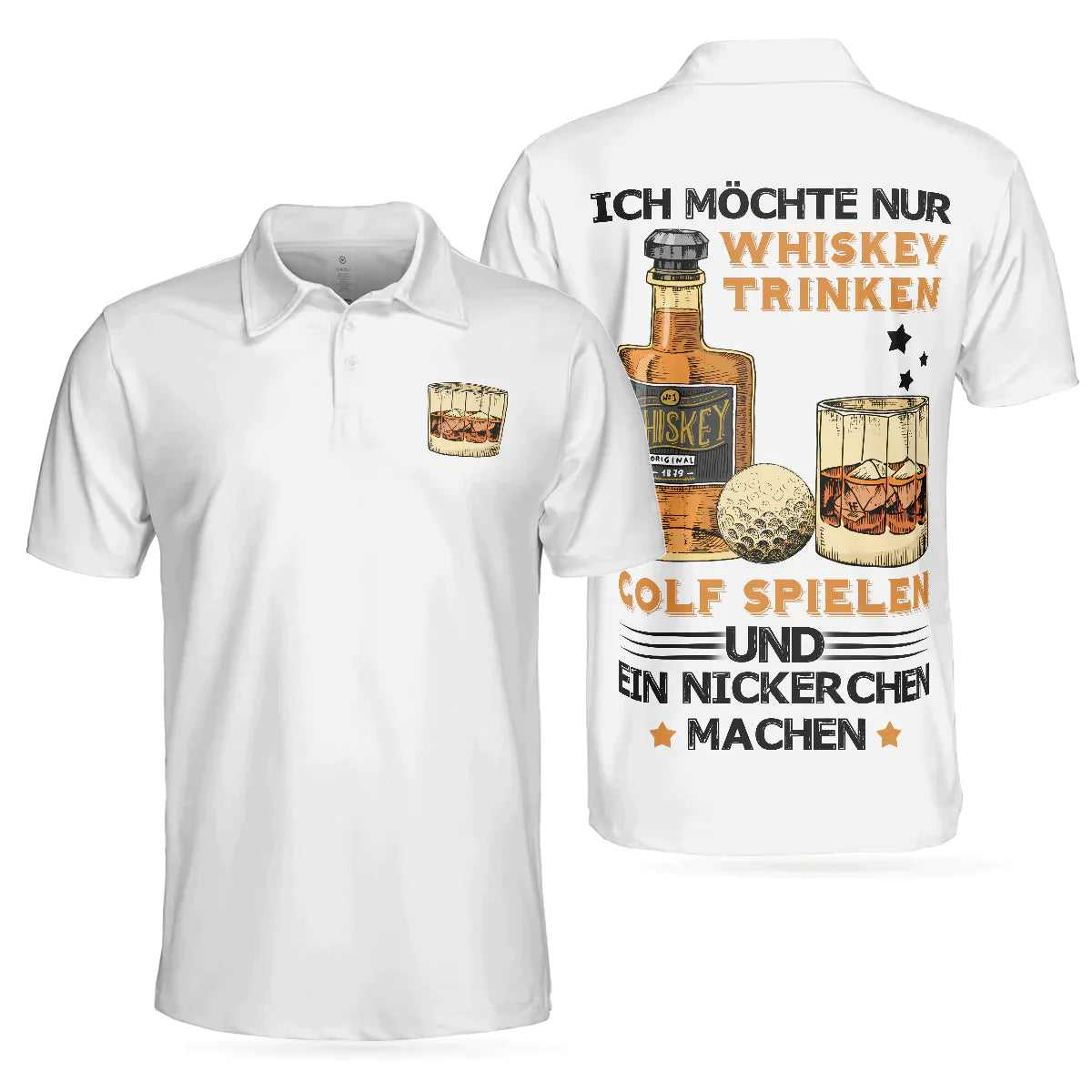 German Whiskey Golf Men Polo Shirt, Ich Möchte Nur Whisky Trinken, Golf Spielen Und Ein Nickerchen Machen Shirt For Men, Cool Male Gift For Wine Lovers - Amzanimalsgift