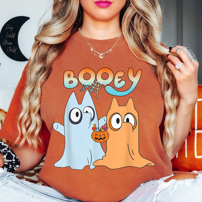 Booey Ghost Shirt, Booey Halloween Funny Spooky Season Men Women Kids Groovy T-Shirt, Sweatshirt, Hoodie