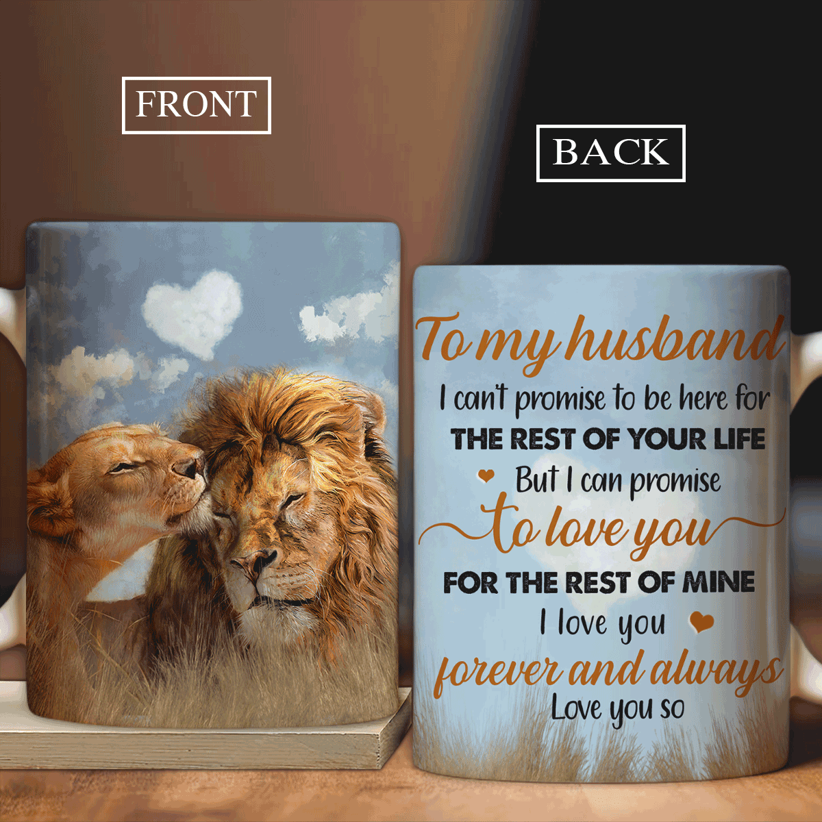 Gift For Husband Mug - To my husband, Lion couple, Lion painting Mug - Gift For Husband, Family - I promise to love you for the rest of my life Mug - Amzanimalsgift